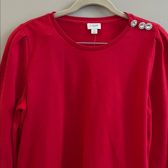 J Crew red puff sleeve dressy sweatshirt top size small - Picture 2 of 15